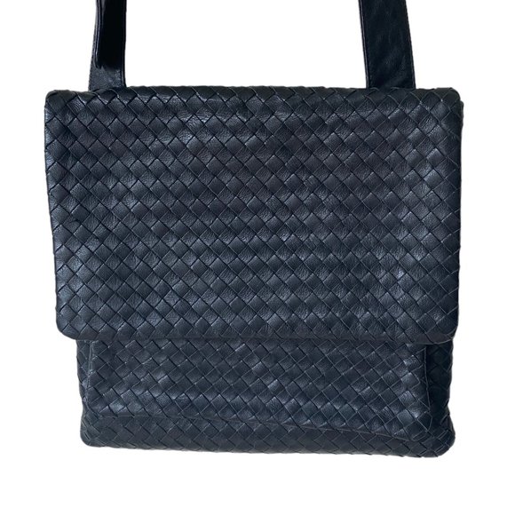 Timmy Woods Beverly Hills Woven Buttery Soft Leather Messenger Crossbody Handbag - Picture 1 of 16